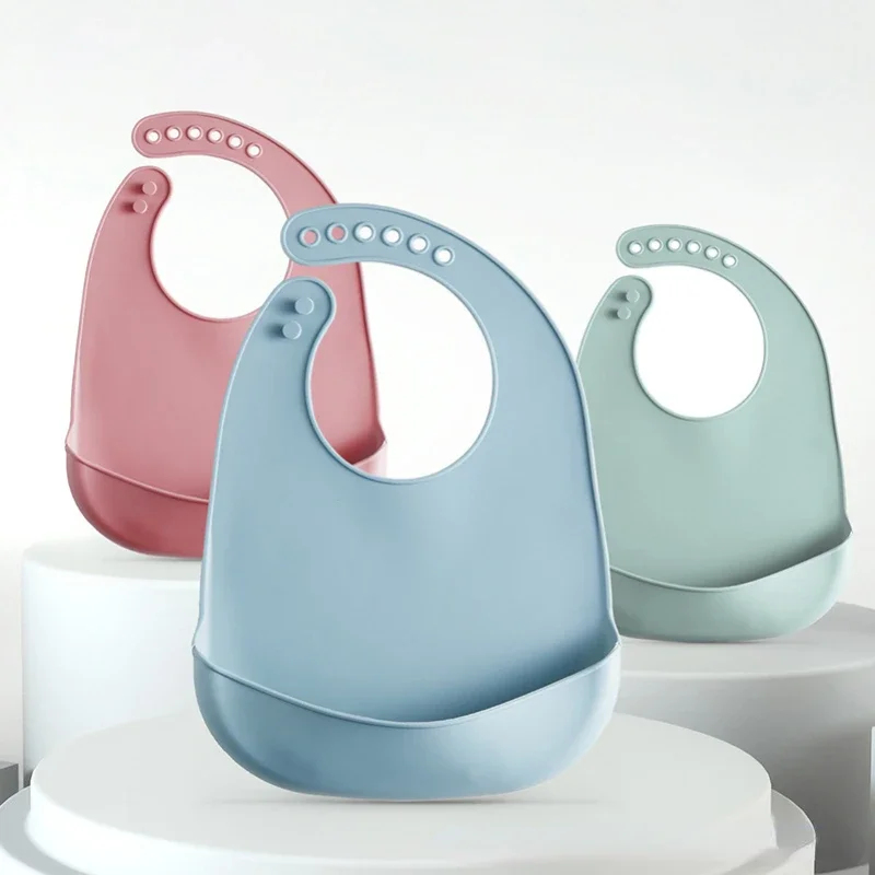 Waterproof Baby Bibs Silicone - 1-3 Pezzi Bavaglino Regolabile Impermeabile per