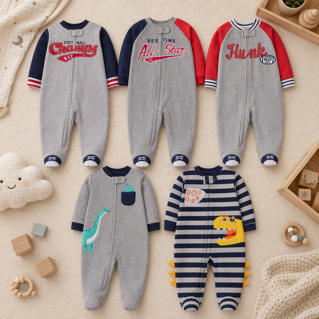 Cotton Baby Onesies Zipper - Tutina per Neonati Maschi in Cotone